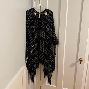 Black and White Striped knit Poncho